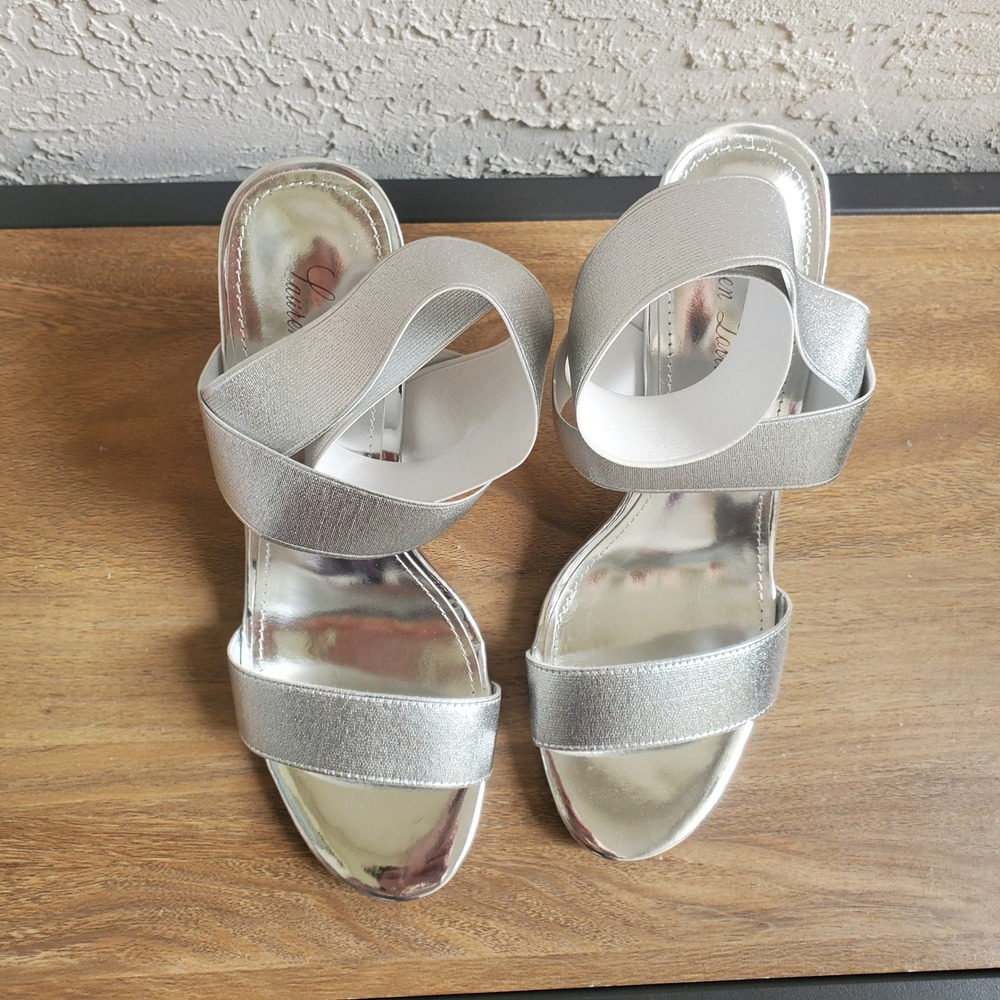 Lauren Lorraine Dallas Ankle Strap Stiletto Heels Womens 9.5 Silver Metallic - Picture 7 of 10